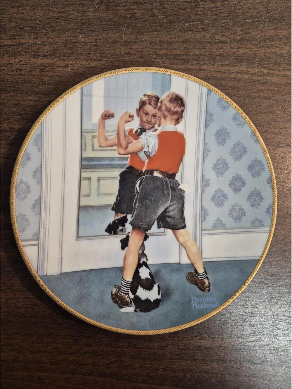 1990 Norman Rockwell 'The Muscleman' Limited Edition Collectible Plate